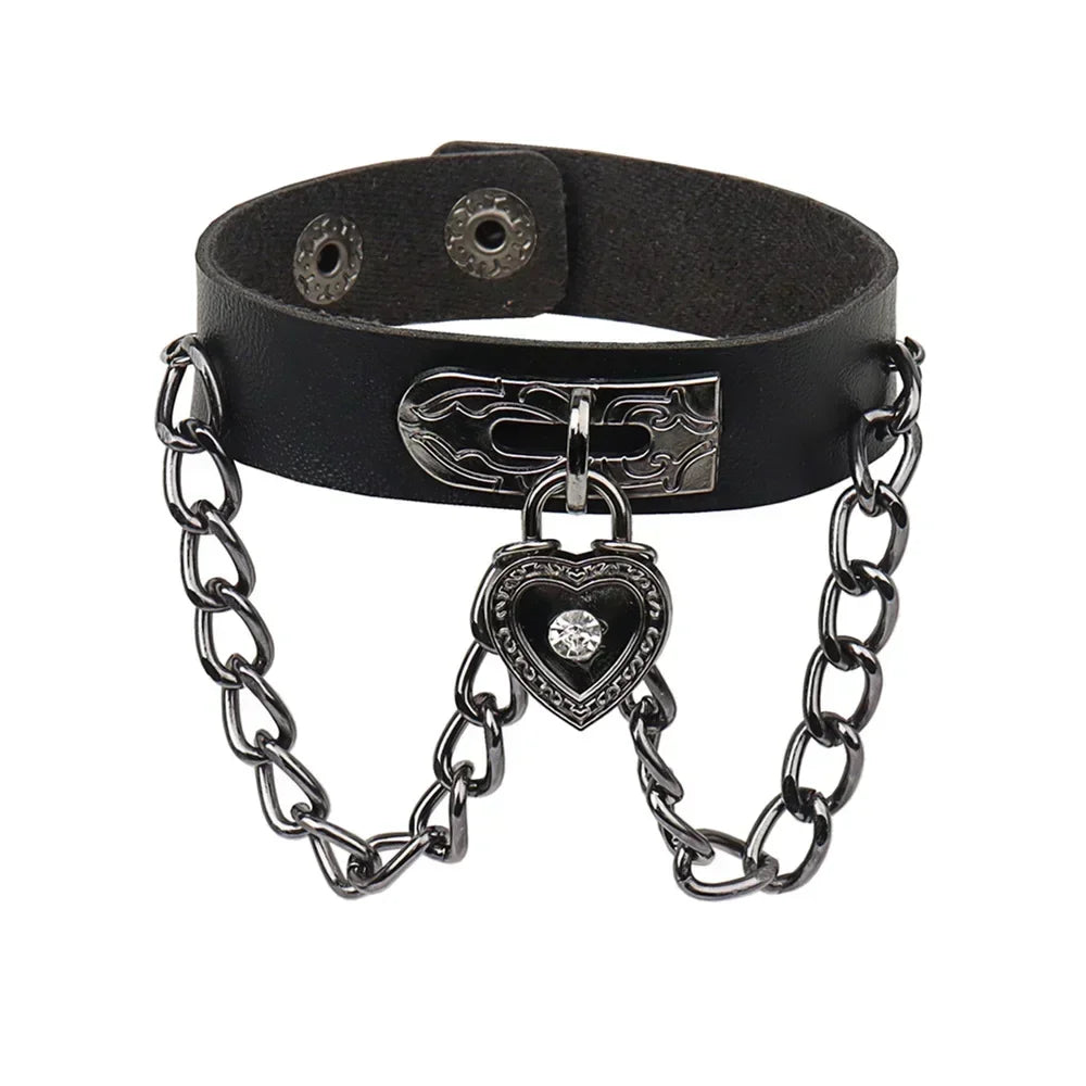 Punk Hip Hop Rock PU Leather Bracelet Unisex Trendy Chain Skull Pentagram Rivet Bracelet Party Jewelry Accessories - Live Store 4U