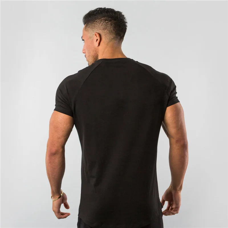 T Shirt Men Casual Short Sleeve Muscle Joggers Bodybuilding Tshirt Male Gym Fitness Tops Tee Streetwear Slim Fit Summer T-shirt - Live Store 4U