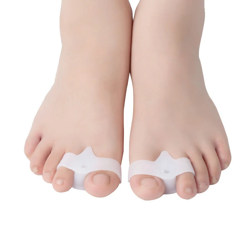 2PCS Silicone Gel Thumb Corrector Double Ring Bunion Toe Hallux Valgus Protector Finger Separator Adjuster for Foot Care