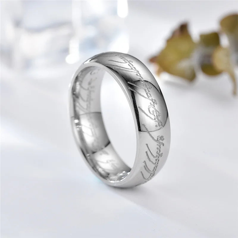6MM Stainless Steel Laser Engraving Exquisite Couples Wedding Rings, Men And Women Fashion Movie Jewelry Gifts Wholesale - Live Store 4U