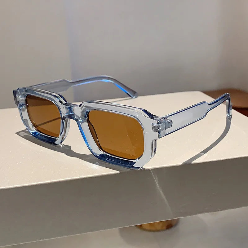 Men Vintage Rectangle Frame Sunglasses Fashion Retro Sun Glasses Luxury Brand Design UV400 Shades Eyewear Women Goggles