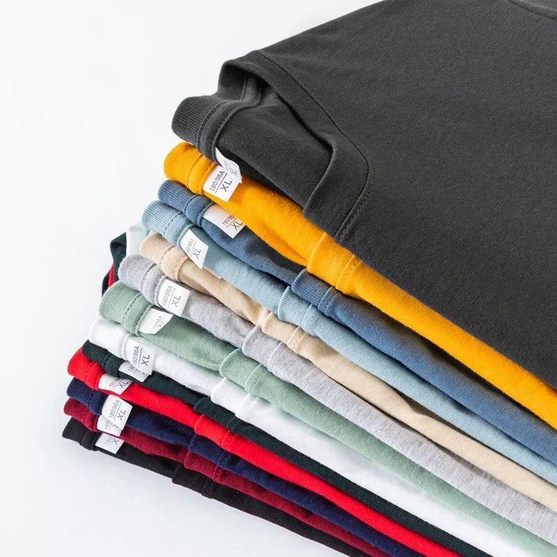 Men's Solid Color Round Neck Cotton Long Sleeved T-shirt Summer Comfortable Top - Live Store 4U