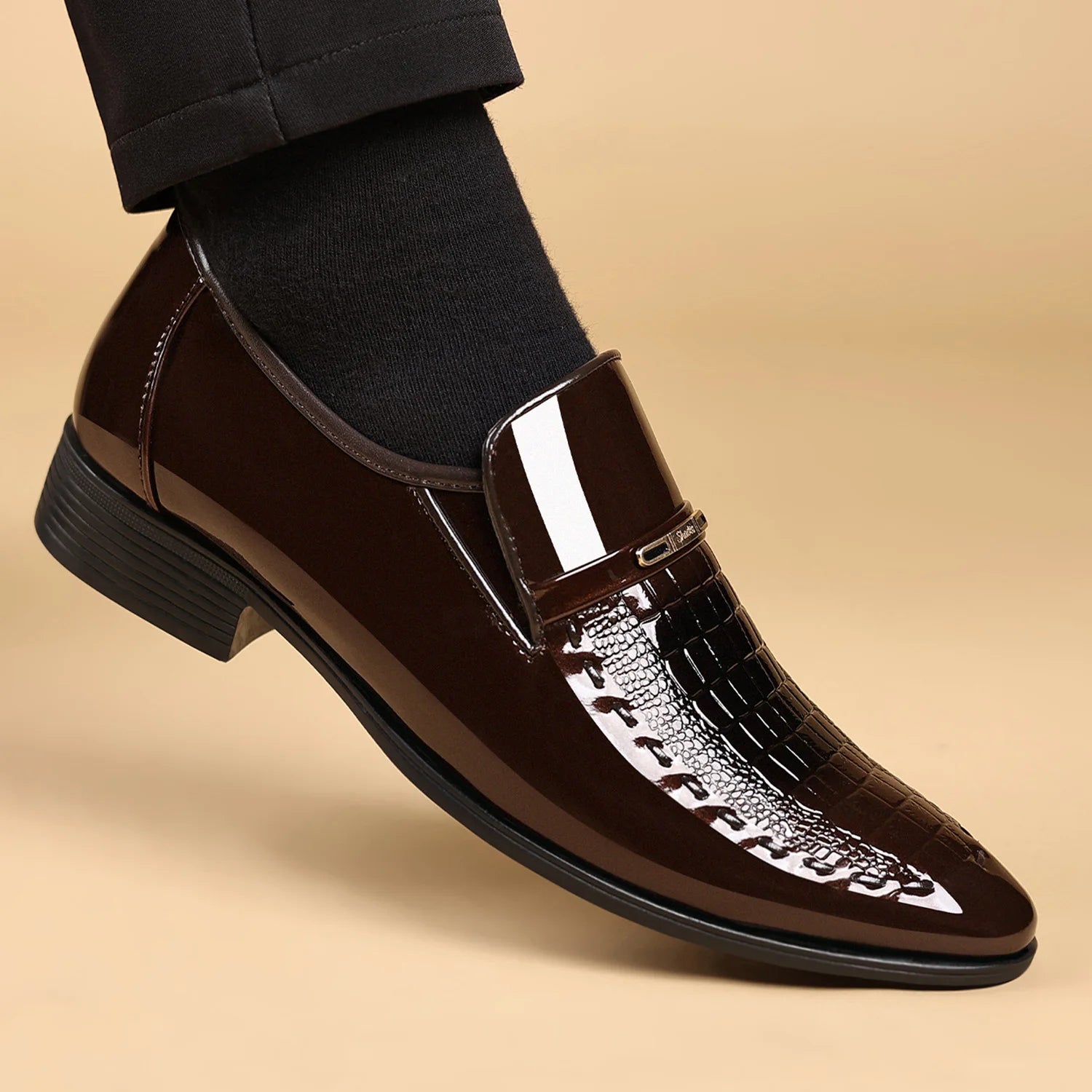 men's dress shoes elegant animal texture wedding office party summer slip-on commuting classic men's formal shoes