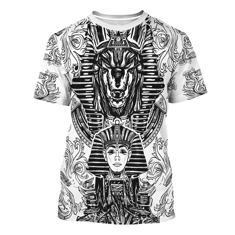 Ancient Egypt Graphic T Shirt For Men Pharaoh Anubis 3D Printed T-Shirts Summer Casual Unisex Loose Top O-Neck Short Sleeve Tees