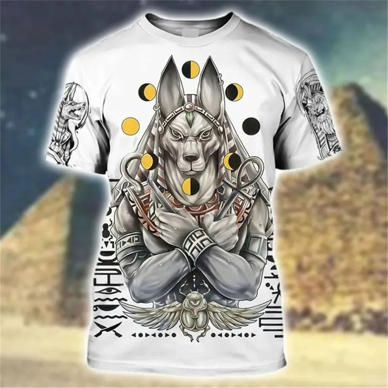 Ancient Egypt Goddess T Shirt For Men Vintage 3D Printed Egyptian Short Sleeve Summer Street T-Shirts Fashion Loose Tops Tees