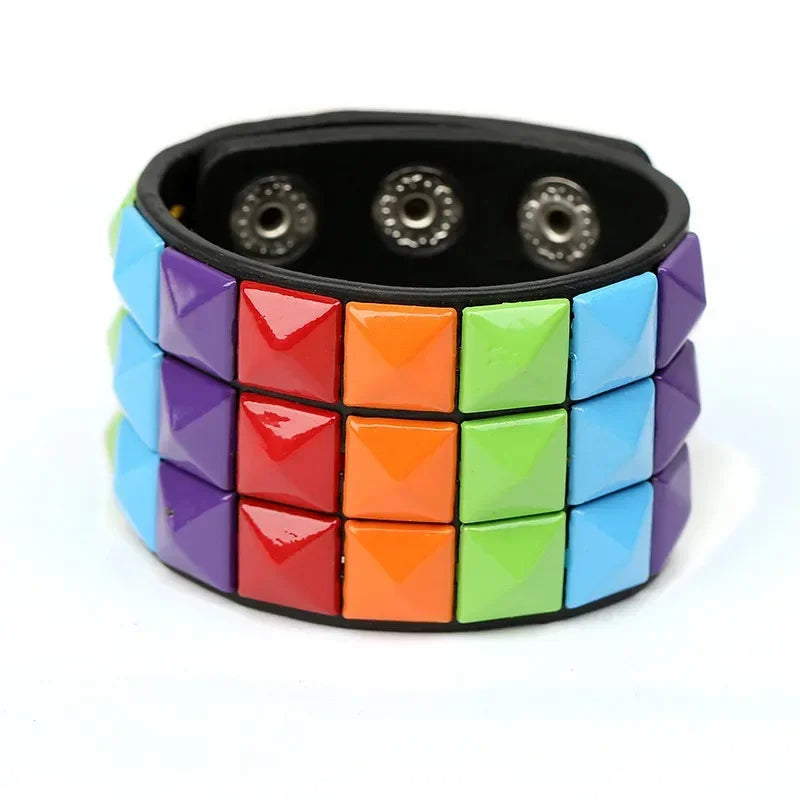 Hip Hop Rock PU Leather Bracelet Men and Women Punk Spikes Rivets Skull Heart Cross Creative Party Bracelet Jewelry Accessories - Live Store 4U