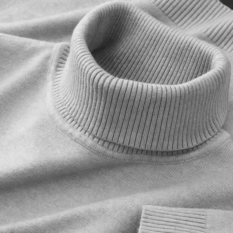 New Mens Knitted Sweaters Solid Color Turtleneck Breathable Pullovers Warm Outdoor Basic Streetwear autumn Business Tops - Live Store 4U