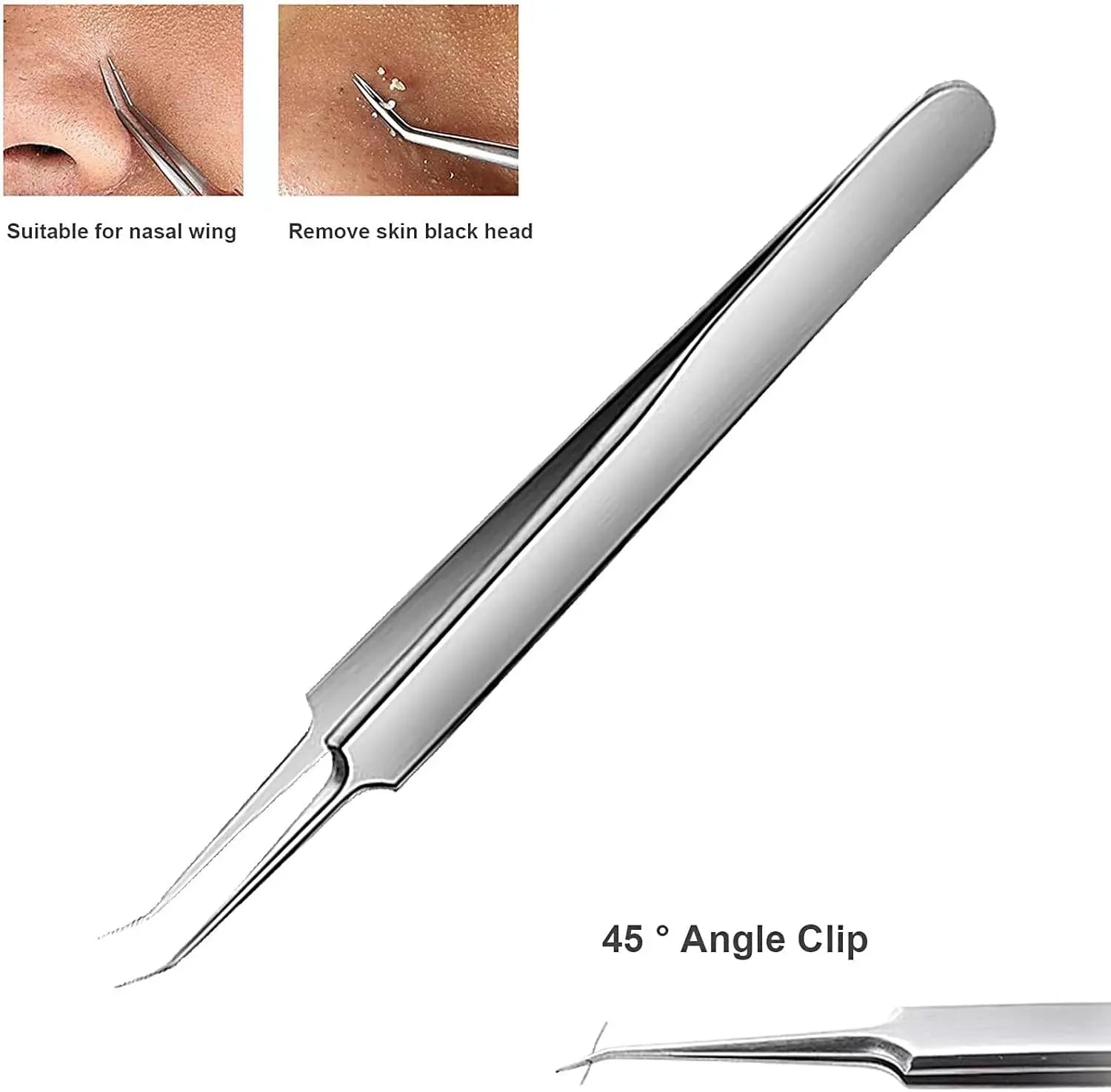 Professional Blackhead Tweezers,High Hard Stainless Steel Blackhead Remover,Precision Pimple Popper Tool Kit,Blackhead Extractor