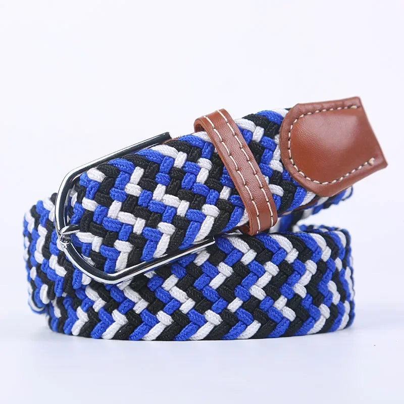 107/120/130cm UNISEX Casual Knitted Pin Buckle Women Belt Woven Canvas Elastic Expandable Braided Stretch Jeans Belts for Men - Live Store 4U