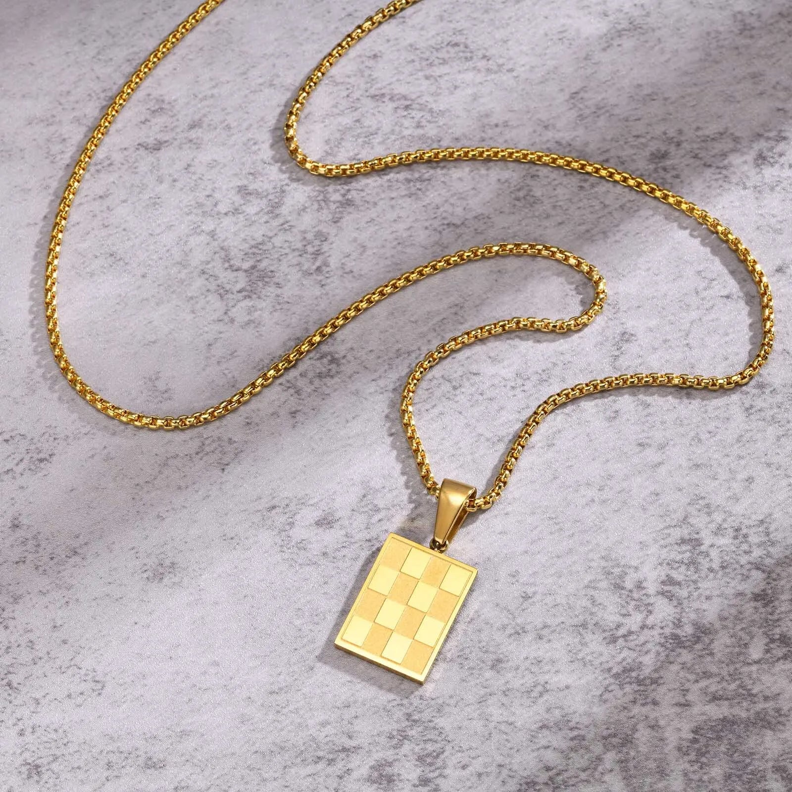 Vnox Small Dogtags Pendant Necklaces for Men Boys,Black Silver Color Stainless Steel Military Dog Tag with Box Chain Gift to Him
