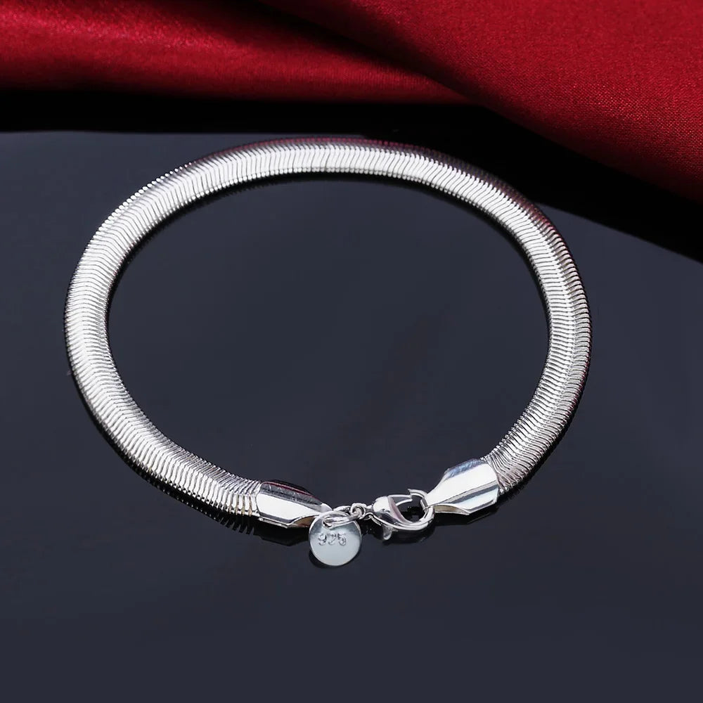 Fine 925 Sterling Silver Noble Nice Chain Solid Bracelet for Women Men Charms Party Gift Wedding Fashion Jewelry Hot Model - Live Store 4U