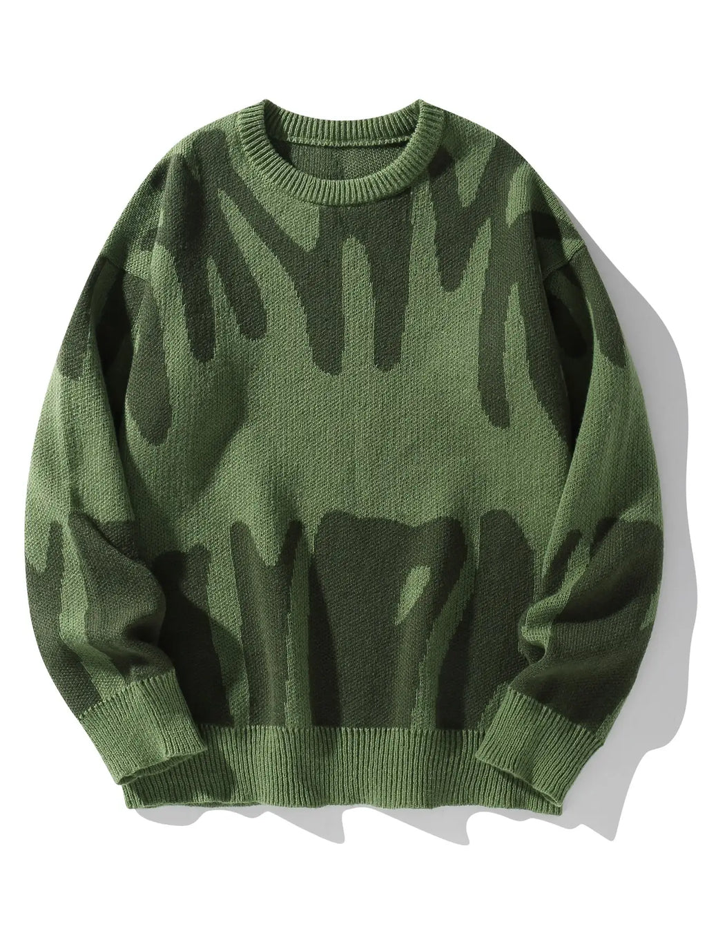 New Popular Autumn Winter Irregular Jacquard Pattern Pullover Sweater Casual Round Neck Contrast Color Knitted Men's Pullover - Live Store 4U