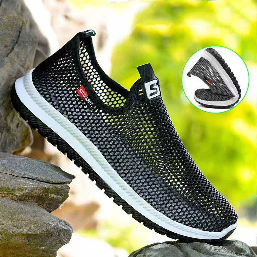 Summer Men's Mesh Shoes Men's Comfortable Breathable Flyweave Casual Shoes Breathable Soft Sole Running Fitness Non-Slip Shoes