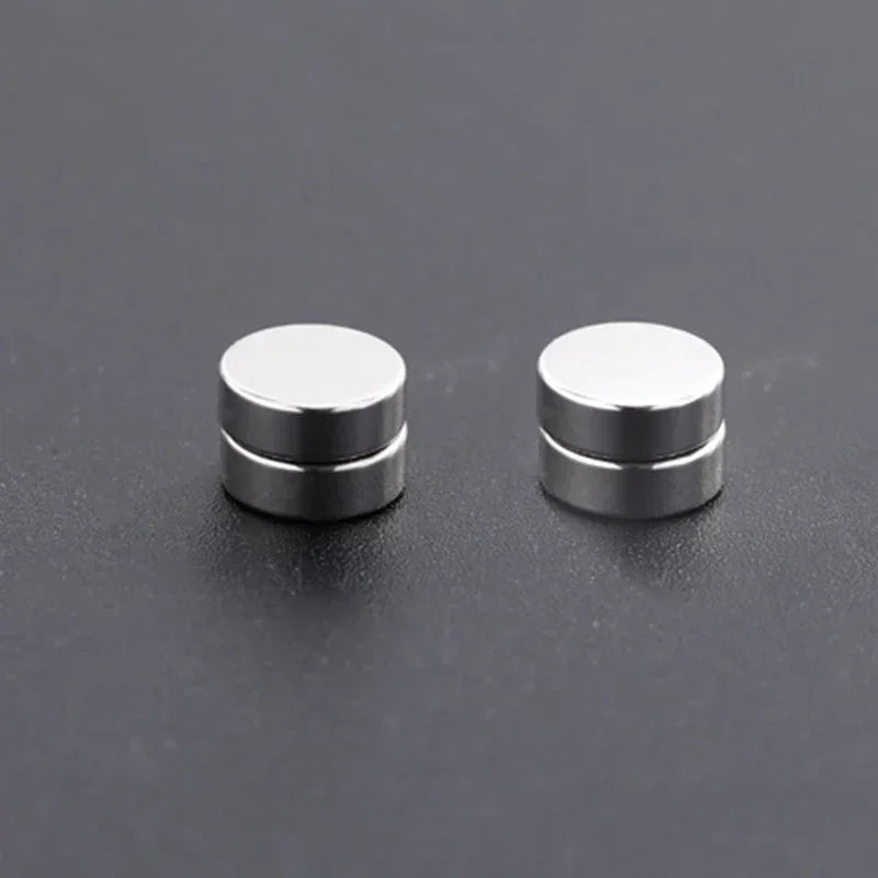 1/3Pairs 6MM Crystal Magnetic No-Pierce Stainless Steel Stud Earrings for Men Punk Zircon Magnet Earrings Non Piercing Jewelry - Live Store 4U