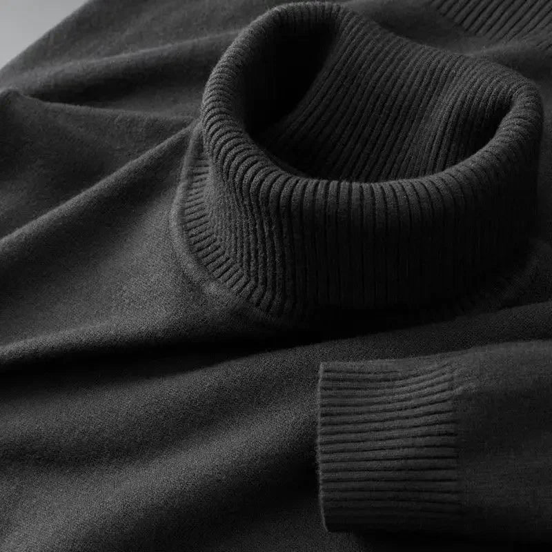 New Mens Knitted Sweaters Solid Color Turtleneck Breathable Pullovers Warm Outdoor Basic Streetwear autumn Business Tops - Live Store 4U