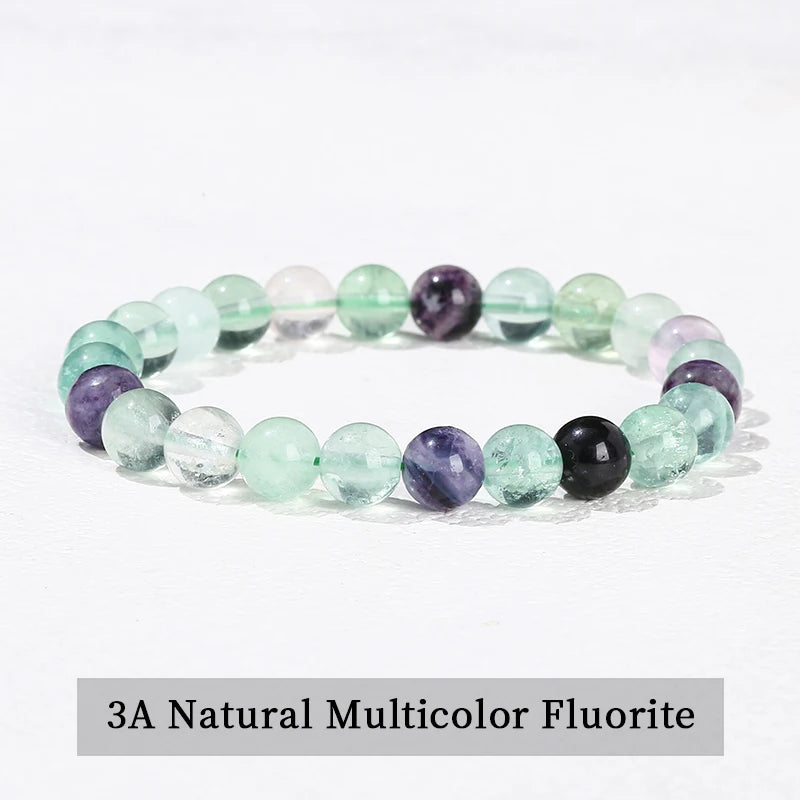 JD 6 8 10mm Natural Stone Beaded Bracelet Obsidian Fluorite Quartz Jasper Healing Beads Bangles Women Men Stretch Yoga Jewelry - Live Store 4U