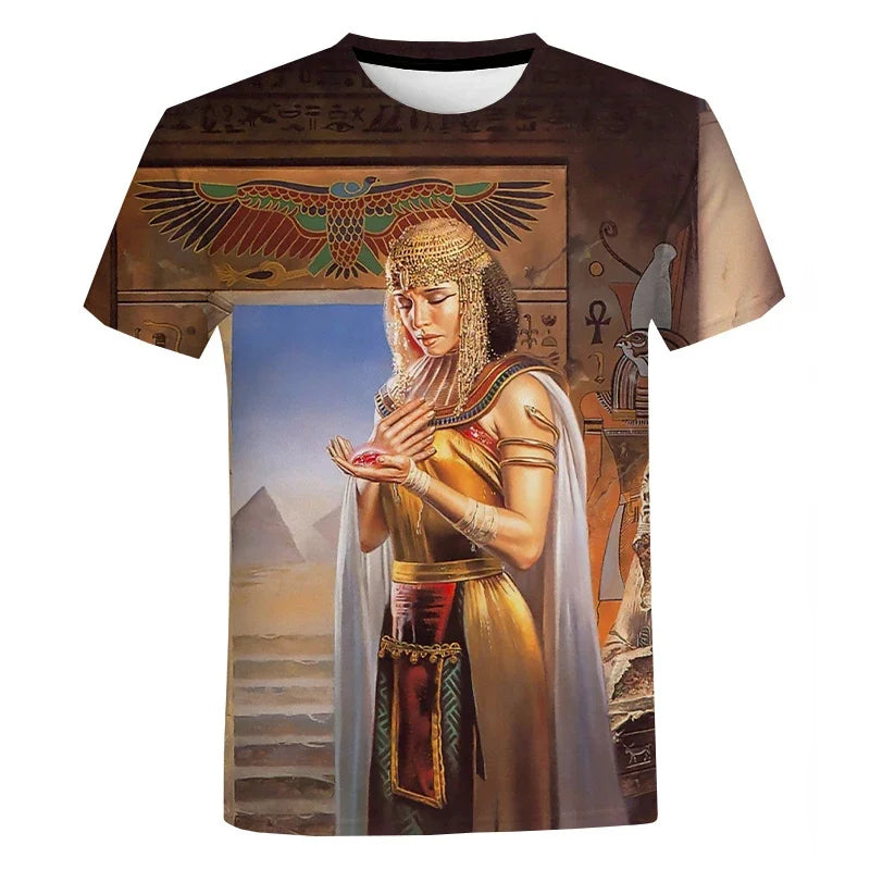 Ancient Egyptian 3D Printed T Shirt Men's Women Fashion Casual Short Sleeve Street Comfortable Tops Leisure T-Shirts