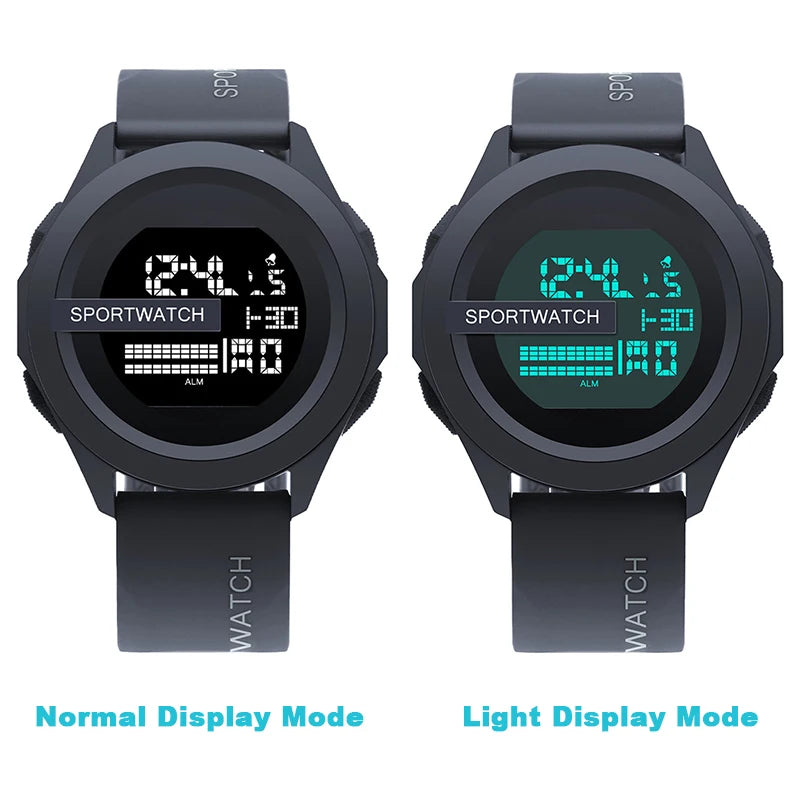YIKAZE Sport Watch for Men Military Digital Watch Stopwatch Luminous Date Week Waterproof Men's Clock Electronic Wristwatch