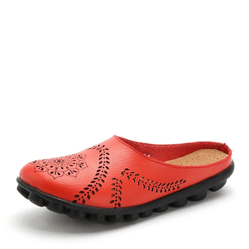 2023 Summer Shoes Woman Genuine Leather Women Flats Hollow Women's Loafers Female Solid Shoe Size 35-44 Sneakers Shoes
