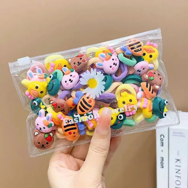 10/20Pcs/Set Cute Cartoon Rubber Elastic Hair Bands Girls Not Hurt Hair Small Scrunchie Kids Sweet Hair Ties Hair Accessories