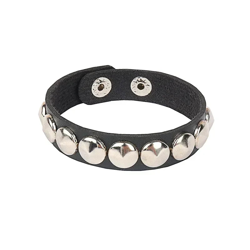 Punk Hip Hop Rock PU Leather Bracelet Unisex Trendy Chain Skull Pentagram Rivet Bracelet Party Jewelry Accessories - Live Store 4U