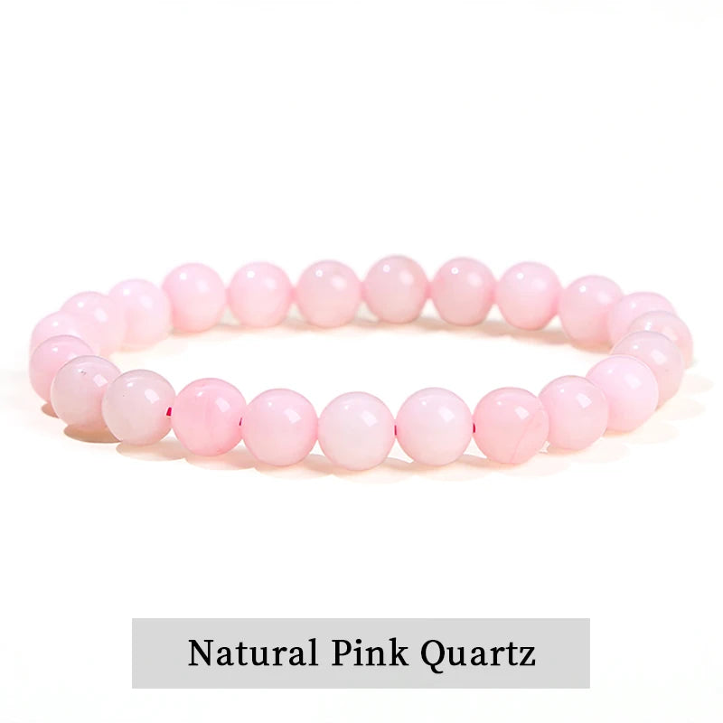 JD Natural Stone Beads Bracelet Amethyst Tiger Eye Crystal Quartz Agate Gem Beads Bangles Women Men Reiki Healling Jewelry Gift - Live Store 4U
