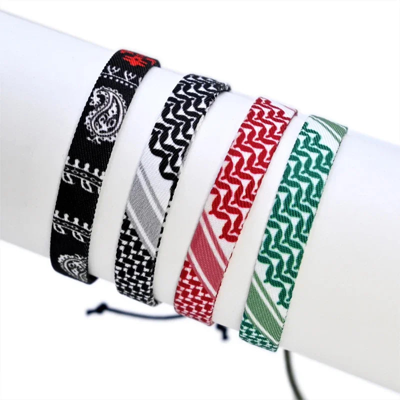 Palestine Bracelet for Men Women Geometric Polka Dot Multicolor Hand Weave Arabic Style Gaza Flag Jewelry Accessories Bracelets