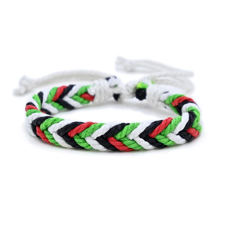 Geometric Polka Dot Palestine Bracelet for Men Women Hand Multicolor Weave Arabic Style Gaza Flag Jewelry Accessories