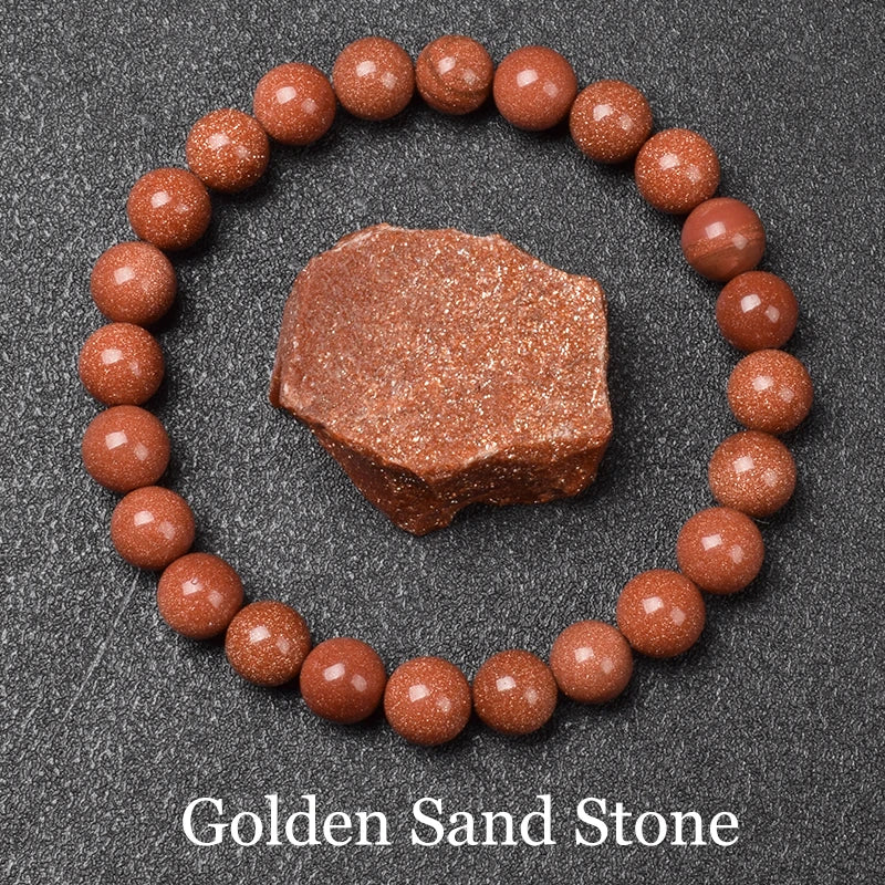 Natural Golden Obsidian Stone Beads Bracelet Men Women Golden Light Rainbow Obsidian Raw Stone Round Bead Natural Energy Jewelry - Live Store 4U