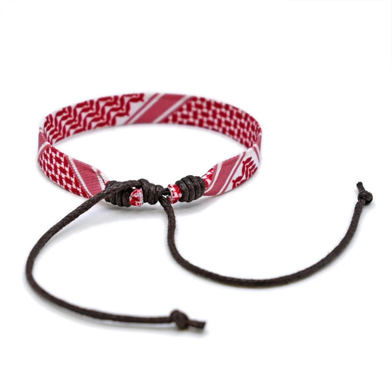 Geometric Polka Dot Palestine Bracelet for Men Women Hand Multicolor Weave Arabic Style Gaza Flag Jewelry Accessories