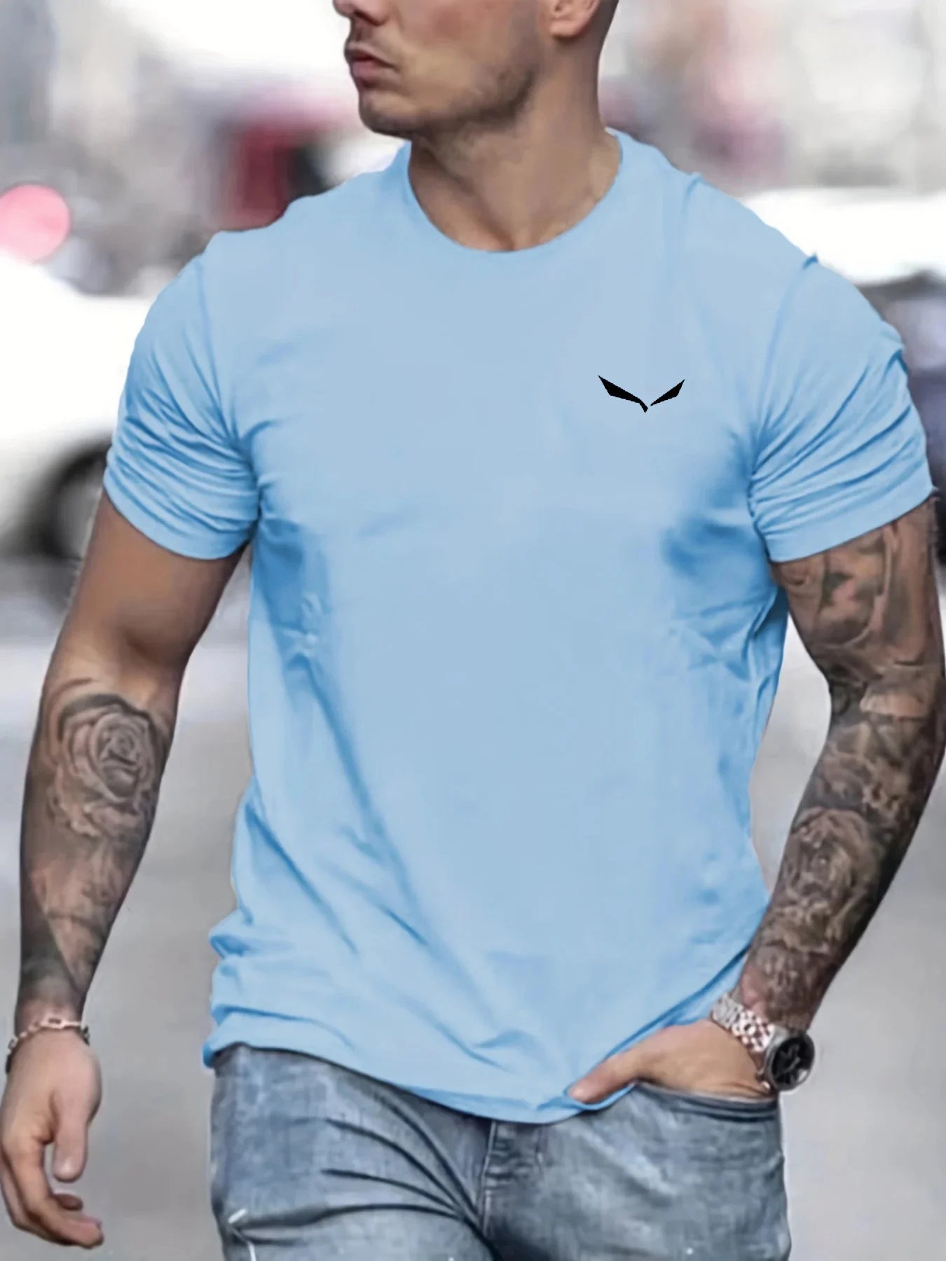 Men's Summer Loose Size 100% Cotton Bird Print Slim Fit Casual Round Neck Short Sleeve T-shirt Top - Live Store 4U