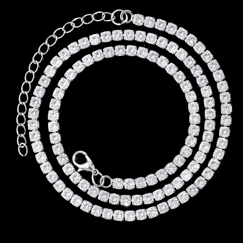 16/18/20/22/24inch Prong Cuban Link Chain for Women Men Iced Out 2 Row Rhinestone Miami Rhombus Hip Hop Cuban Necklaces Jewelry - Live Store 4U