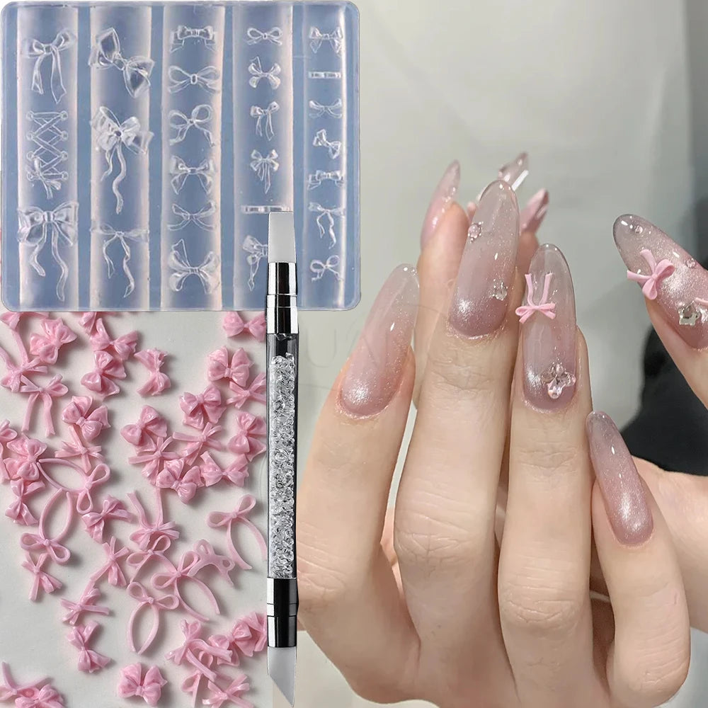 3D Silicone Flower Nail Carving Mold Acrylic Lily Hibiscus Floral Stamping Plate Nails Stencils Five-Petal Blossom Nail Template