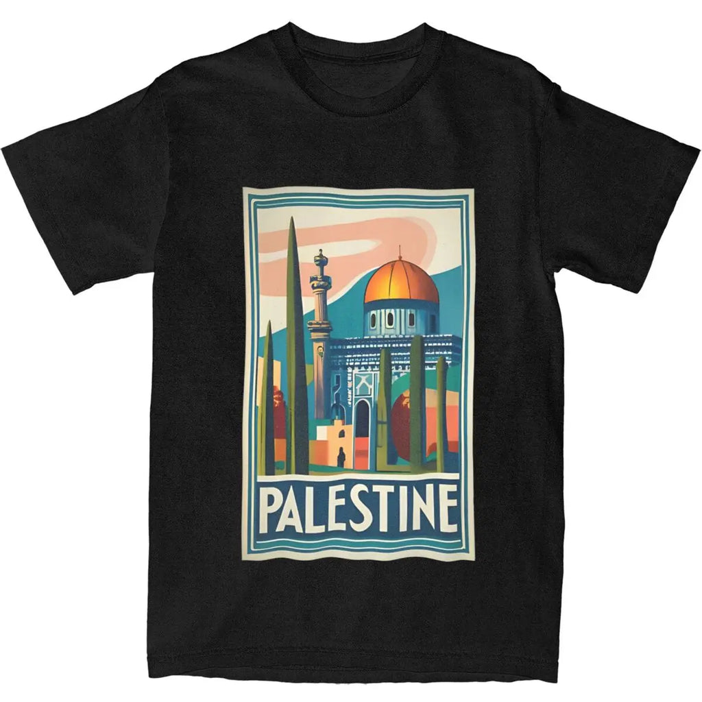 Couple T-Shirt Vintage Palestine Jerusalem Peace T Shirts Leisure Summer Tees Aesthetic Print Cotton Tops Gift Idea
