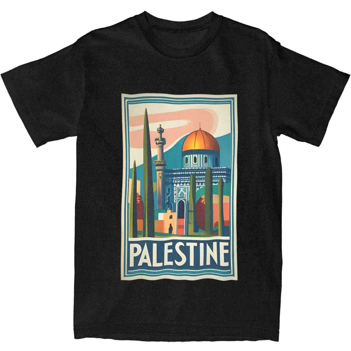 Couple T-Shirt Vintage Palestine Jerusalem Peace T Shirts Leisure Summer Tees Aesthetic Print Cotton Tops Gift Idea