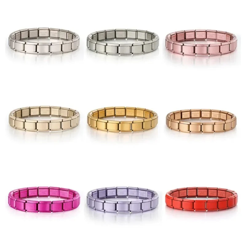 2025 New Men and Women Starry Colors 18 Pieces Italian Charm Fit 9mm Stainless Steel Modular Bracelet Wholesale Jewelry - Live Store 4U