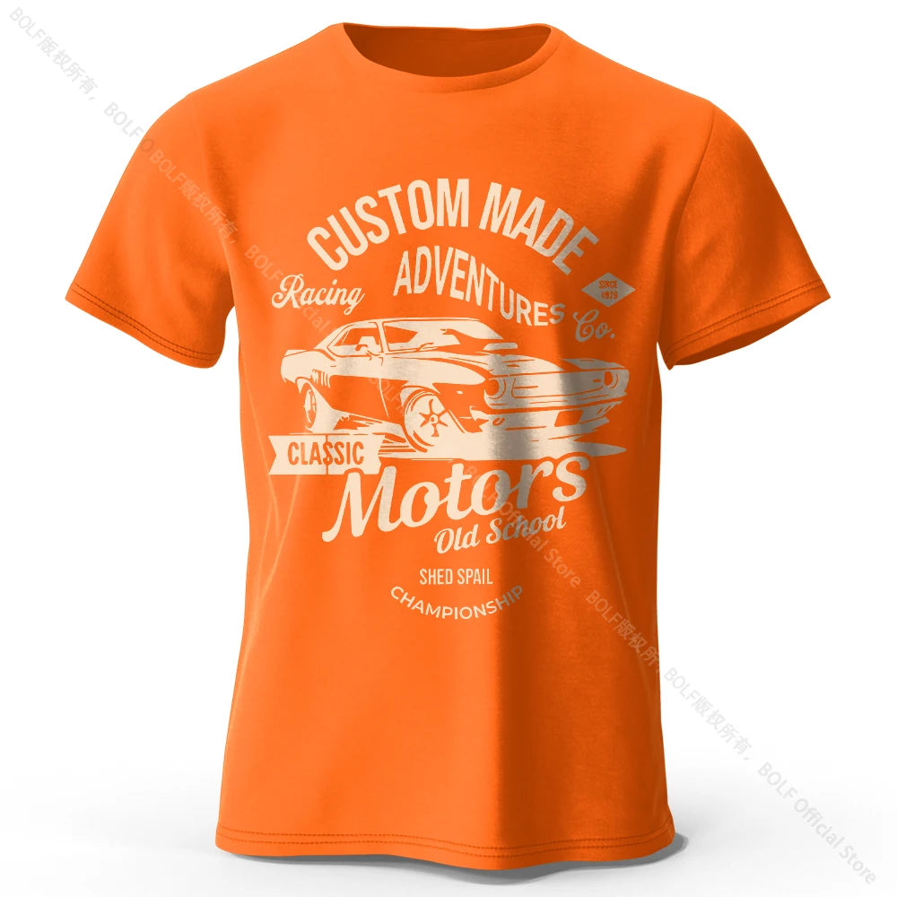 Men's Motors Printed T-Shirt 100% Cotton Oversized Vintage Old School Graphic Tees for Men Women Summer Tops - Live Store 4U