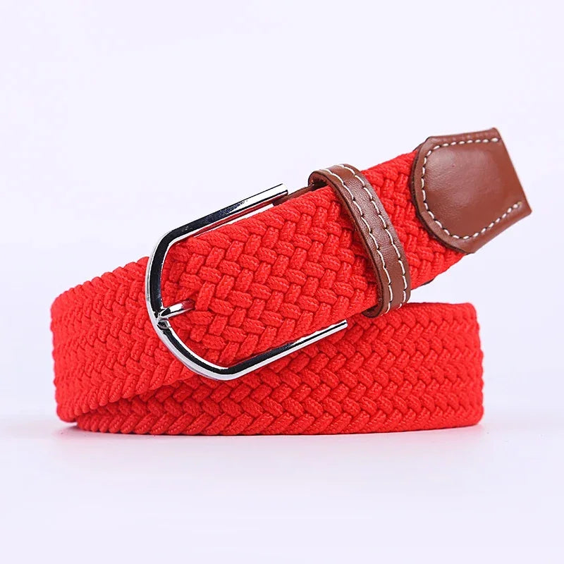 107/120/130cm UNISEX Casual Knitted Pin Buckle Women Belt Woven Canvas Elastic Expandable Braided Stretch Jeans Belts for Men - Live Store 4U