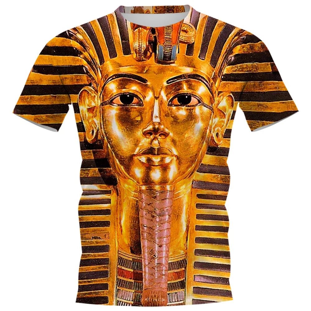 Ancient Egyptian Pharaoh 3D Print T-shirts Men Woman O-Neck Short Sleeve Tees Fashion Streetwear Harajuku T Shirt Kids Clothing