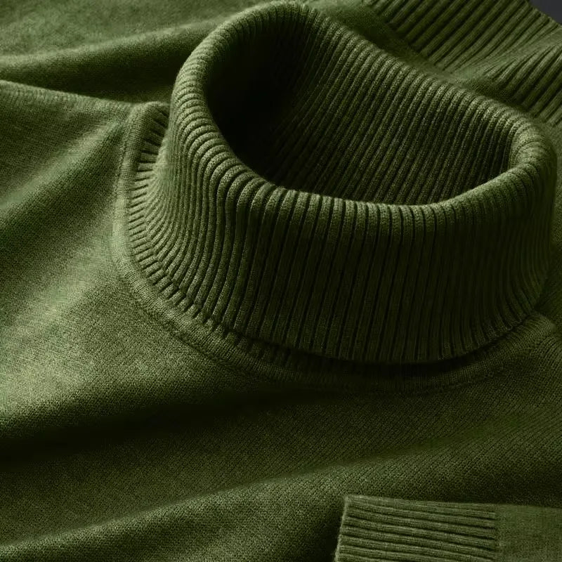 New Mens Knitted Sweaters Solid Color Turtleneck Breathable Pullovers Warm Outdoor Basic Streetwear autumn Business Tops - Live Store 4U