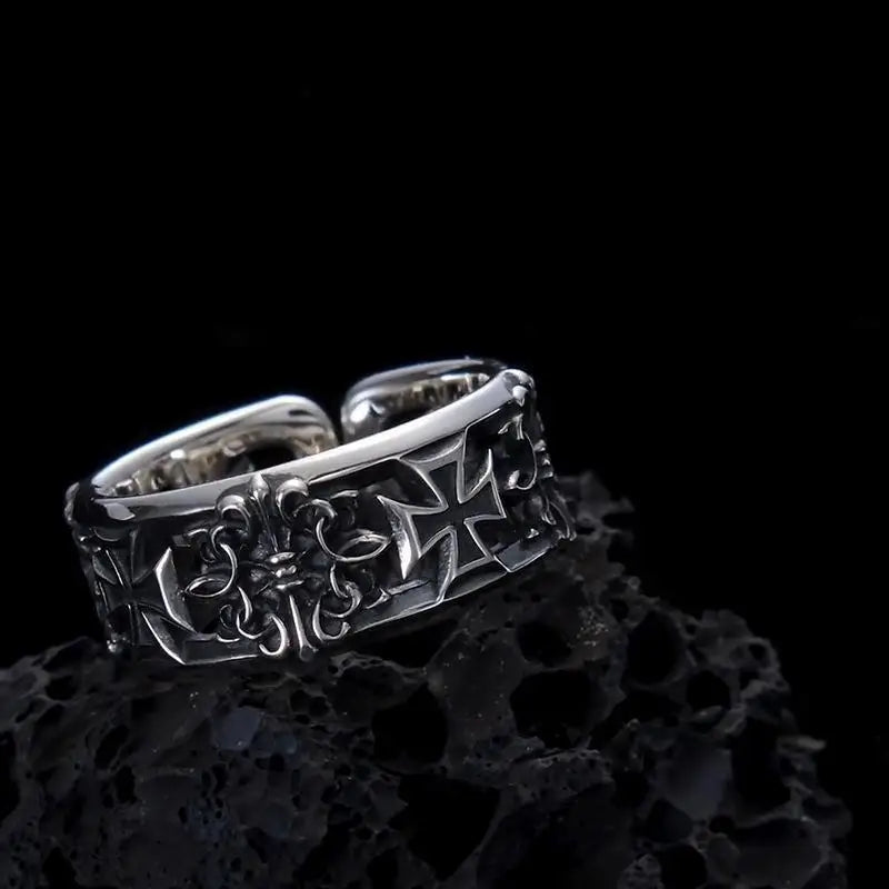 New retro cross hip-hop punk style niche opening ring for men - Live Store 4U