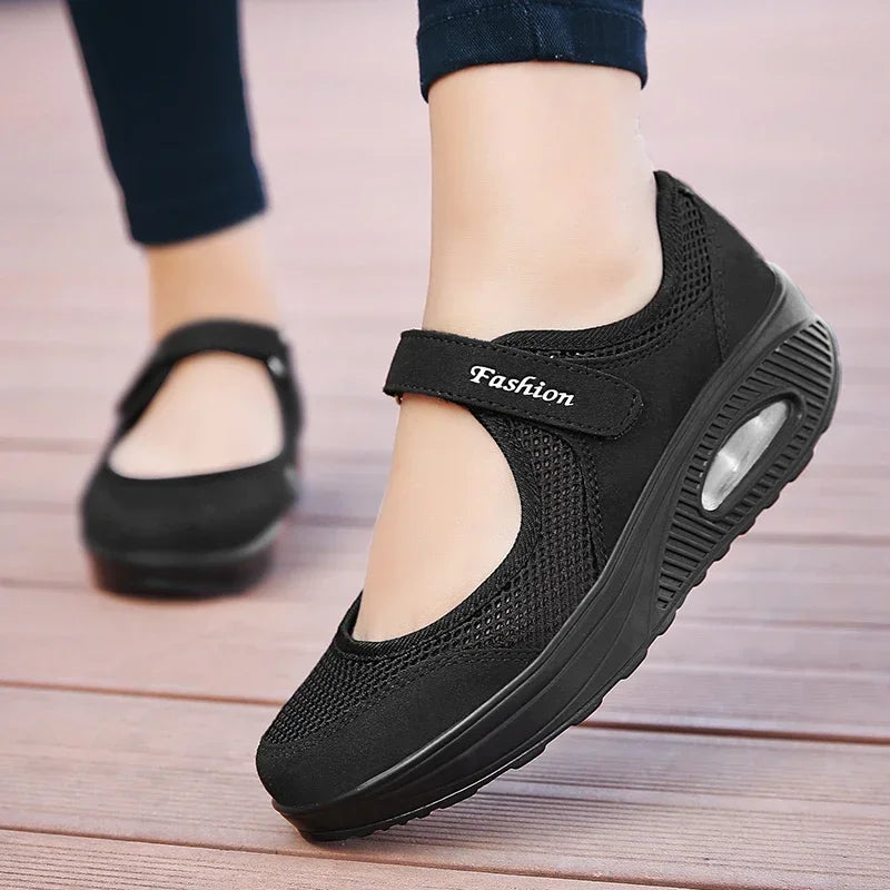 Casual Sneakers Summer Women Shoes Breathable Mesh Light Shoes for Women 2025 Trend Platform Sandals Black Zapatillas De Mujer