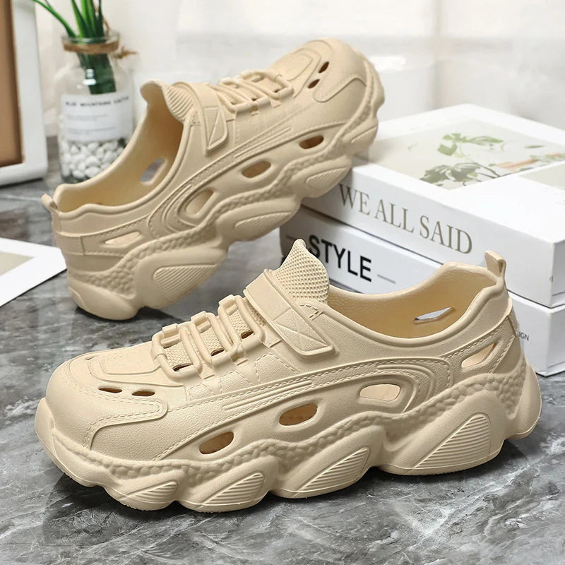 Summer Men's Super Light Sandals EVA Flat Waterproof Sneakers Thick Sole Slip-On Casual Shoes Fishing Driving Outdoor Jogging