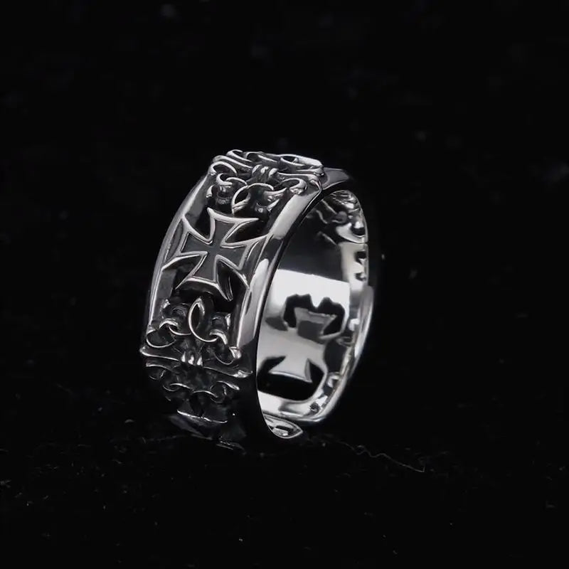 New retro cross hip-hop punk style niche opening ring for men - Live Store 4U
