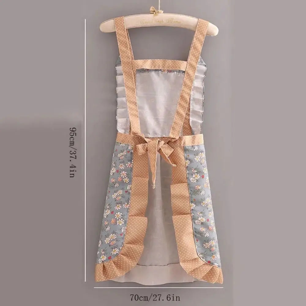 1Pcs New With Waistband Japanese Apron Baking Florist Cross Back Kitchen Cooking Aprons Women Housework Maid Dress Apron