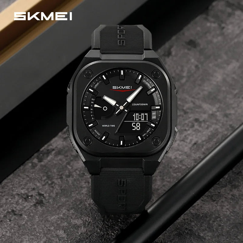 SKMEI 2328 Dual Time Electronic Movement Watch 5 Alarm Clock Daylight Saving Countdown Men's Watches Waterproof With Date Week