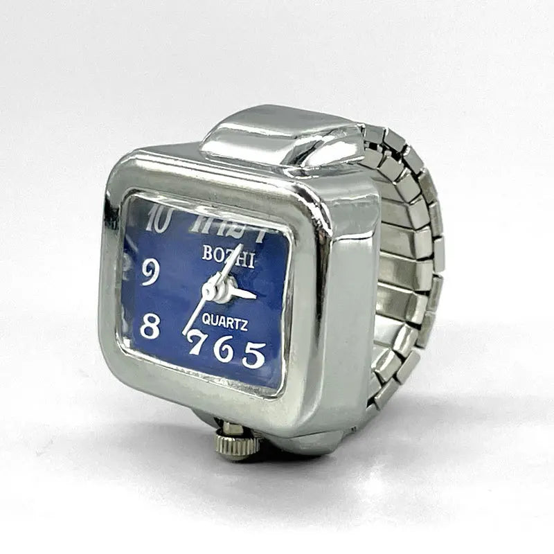 Vintage Punk Finger Watch Mini Elastic Strap Alloy Watches Couple Rings Jewelry Clock Retro Roman Quartz Watch Rings Women Men - Live Store 4U