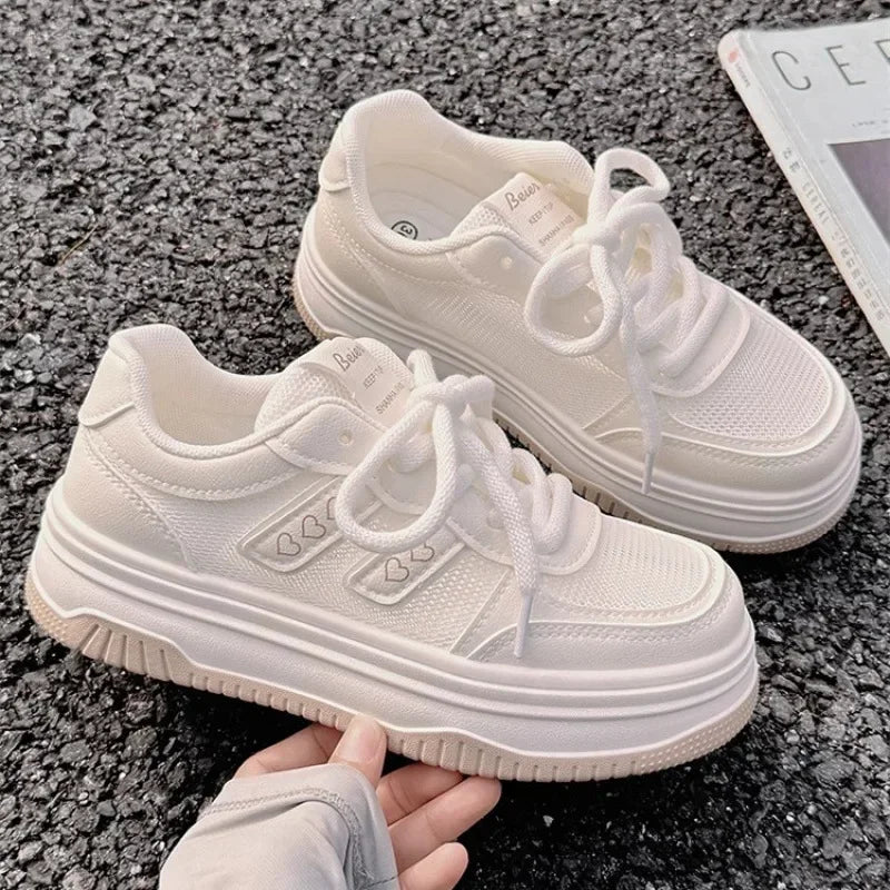 2025 New! Summer Women's Fashionable Sneakers - Small White Casual  Breathable Mesh  Rubber Surface