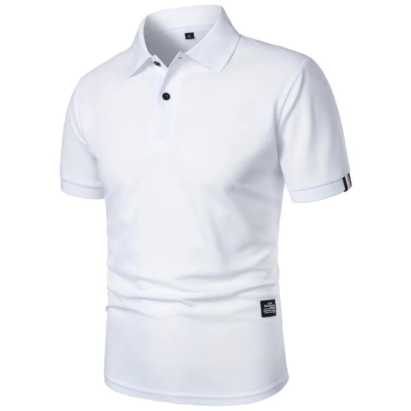 New Solid Color Polo Shirt Men's Short Sleeve Button Tshirts Lapel Lightweight  Streetwear Sport Casual Tops - Live Store 4U
