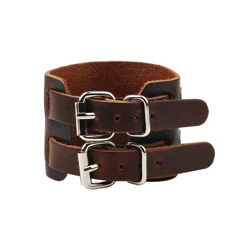 Punk Hip Hop Rock PU Leather Bracelet Unisex Trendy Chain Skull Pentagram Rivet Bracelet Party Jewelry Accessories - Live Store 4U
